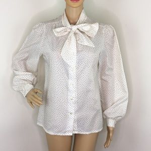 Judy Bond Purple Polka Dot Pussy Bow Blouse